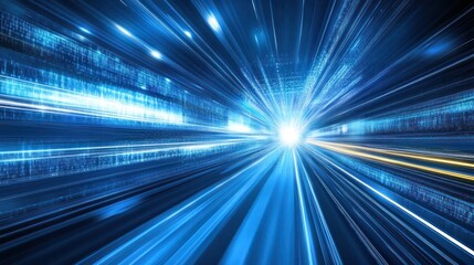 Fototapeta premium Futuristic blue light streaks conveying speed and connectivity