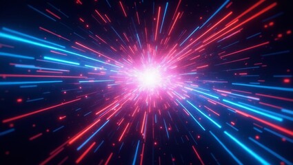 Naklejka premium Abstract Light Burst with Glowing Red and Blue Speed Lines
