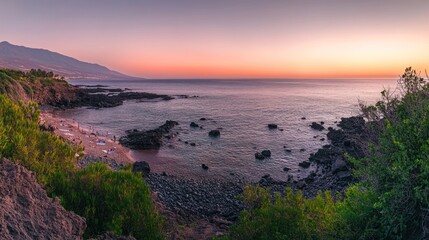 Scenic Sunset View of Playa Paraiso Beach Tenerife Canary Islands