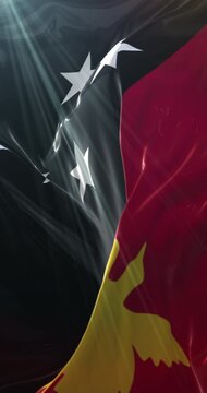 Flag of Papua New Guinea. 4K Vertical. Loop