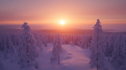 Stunning Winter Sunrise in Pallastunturi National Park
