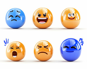 Fototapeta premium 3D Emojis expressing various emotions on white