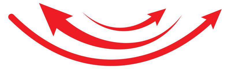 Set of curved arrows isolated on white background. Curved arrows, hand drawn curved arrows. Set long Red curve arrow icon vector . Red curve arrow icon set. long arrow icon set. curve arrow vector. 