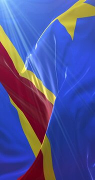 Flag of the Democratic Republic of the Congo. 4K Vertical. Loop