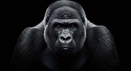 Obraz premium Powerful Gorilla in Intense Black and White Portrait Setting