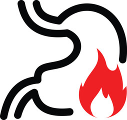 Heartburnicon.  editable stroke outline icon isolated on white background flat vector illustration.  

