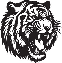 vector silhouette illustration of a tiger on white background