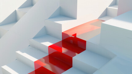 white staircase with red carpet