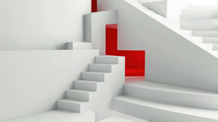 Obraz premium white staircase with red carpet