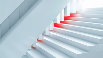 Fototapeta premium white staircase with red carpet