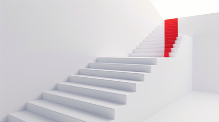 white staircase with red carpet