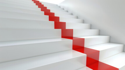 white staircase with red carpet