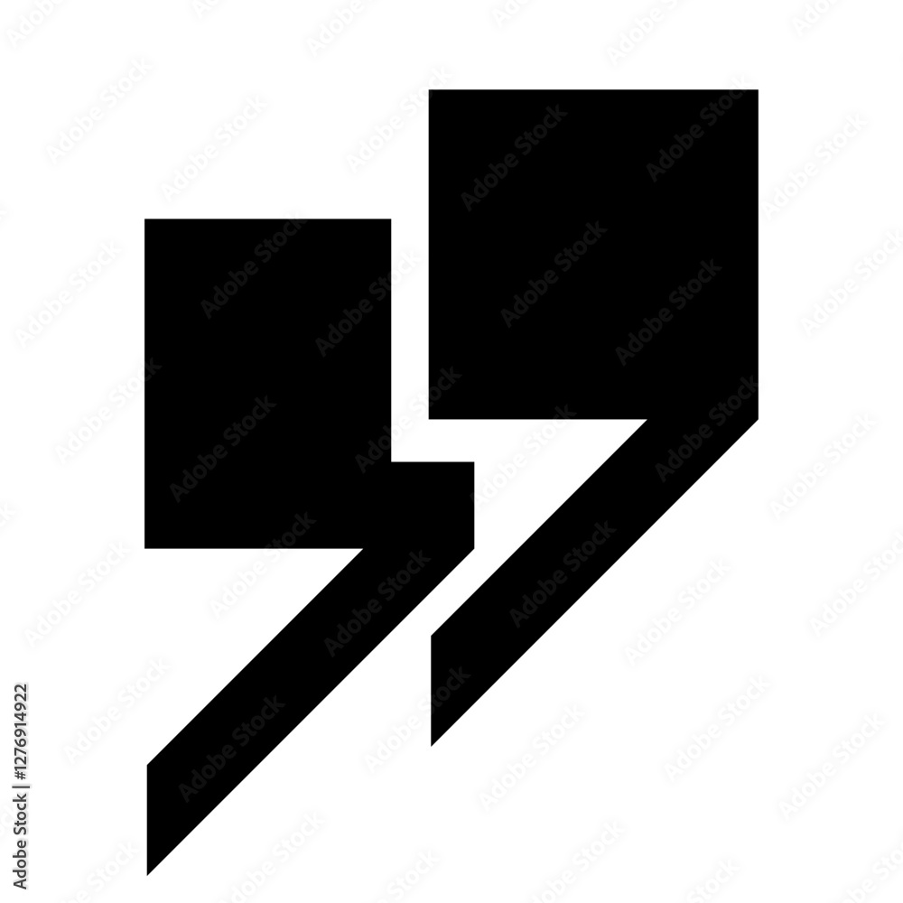 Fototapete a set of square quotation marks with sharp corners in black on a white background. quotation marks i