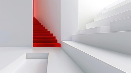 Obraz premium white staircase with red carpet