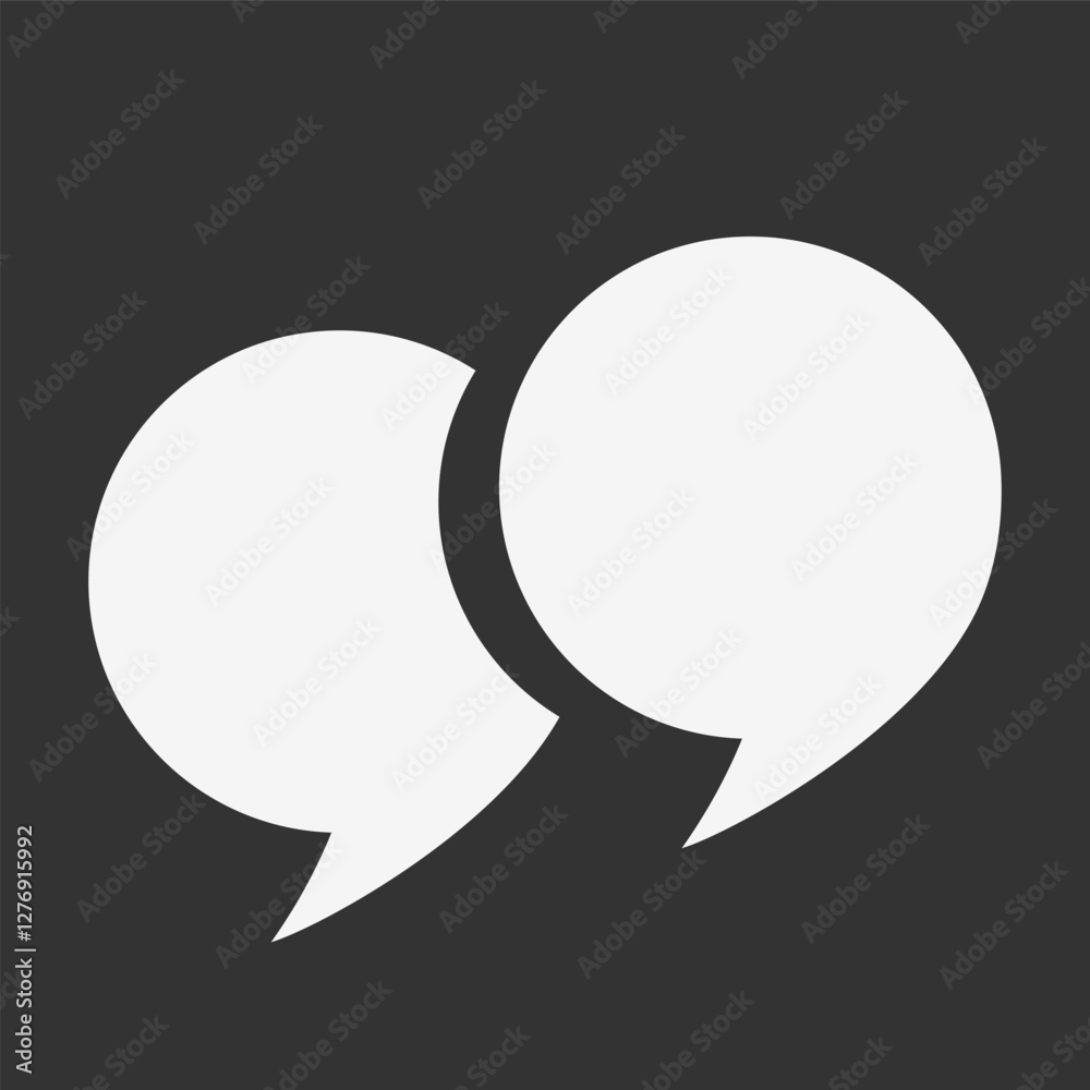 Fototapete round double quotes are white on a dark background. quotes in the title, round ticks, and quote icon