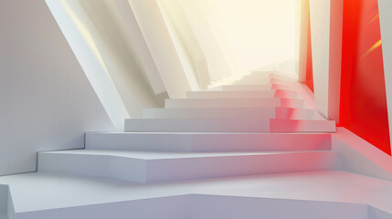 Obraz premium white staircase with red carpet