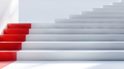 Obraz premium white staircase with red carpet