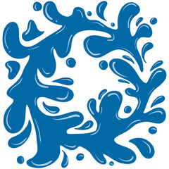 Stylish blue splash design It consists of a curved, splash-like shape and several tiny dots, all in a bright shade of blue.