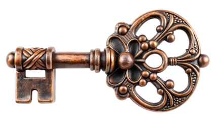 Antique Key on Transparent Background: An Exquisite Relic of Intricate Craftsmanship