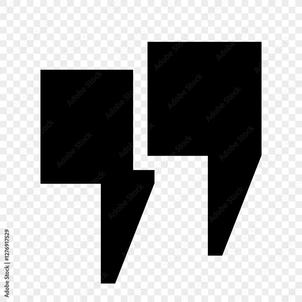 Fototapete a collection of square quotes. a set of black icons, quotation marks with sharp corners on a transpa