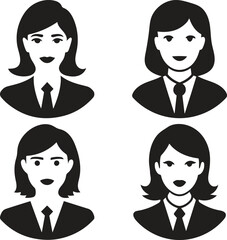 black Avatars business woman icon symbol sticker silhouette vector