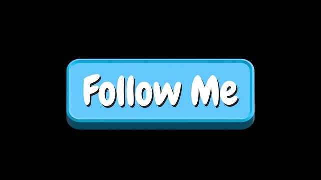 3D Follow Me Button Animation  Blue UI Button  4K HD Black Background