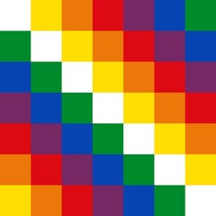 Wiphala flag in circle shape isolated on white. Illustration