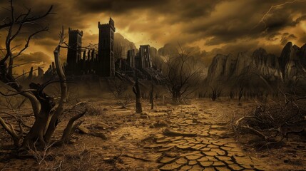 Ancient battle arena with stone steps, burning torches, and a bloodstained floor, creating a dark fantasy setting for gladiatorial combat and epic battles.