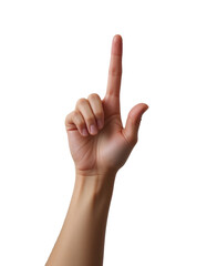 Human Hand Showing No 1 or Only One Sign on Transparent PNG Background.
