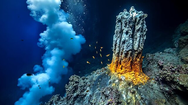 Underwater Hydrothermal Vent Ecosystem, A Deep Sea Exploration
