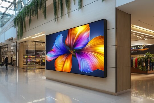 Vibrant digital art display enhances shopping experience in modern retail space