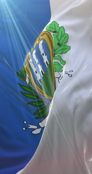 Flag of San Marino. 4K Vertical. Loop