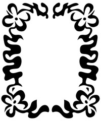 Floral liquid frame Y2k style design for poster, flyer, or social media post, acid art frame element