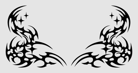 Neo tribal tattoo design for border or frame, Y2k neo tribal sigil art design , gothic cybersigilsm art frame  © Neocozmo Graphic