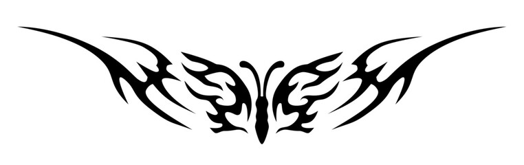 Wings of butterfly Y2k cyberpunk tattoo design with isolated background, neo tribal retro futuristic tattoo design