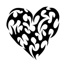 Heart shaped  Y2k neo tribal tattoo design with isolated background