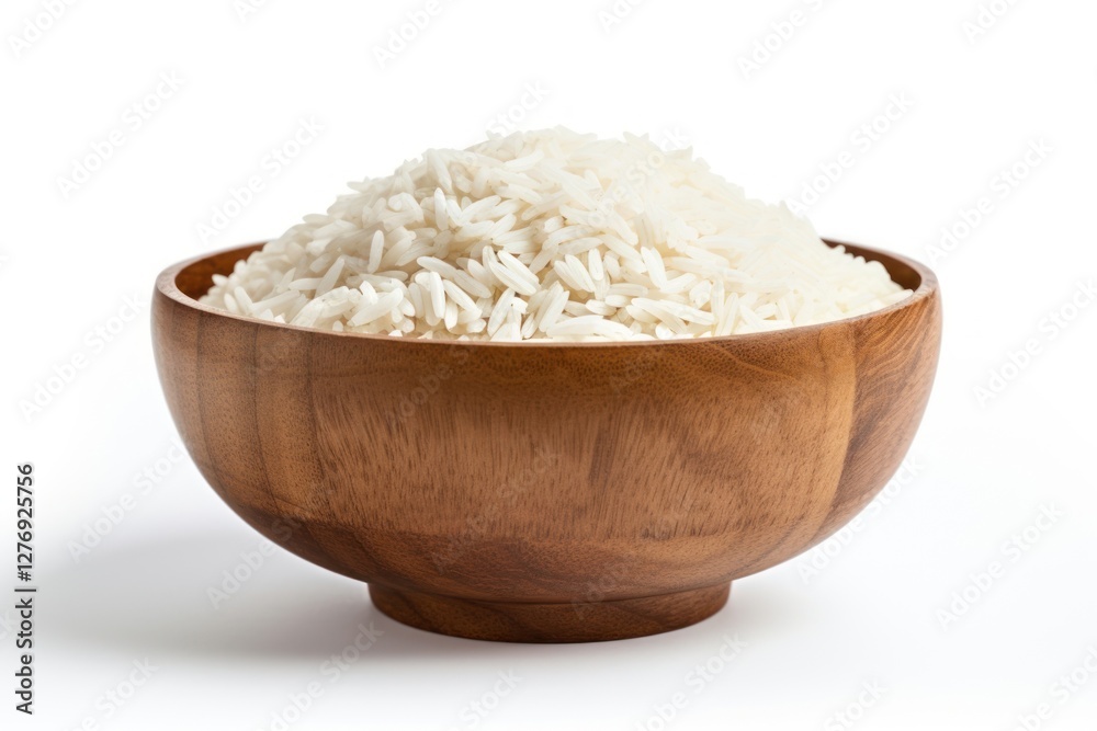 Wall mural Rice basmati food bowl wood.