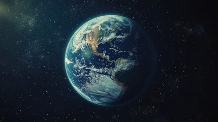 Obraz premium Earth from Space, Beautiful Planet, Starry Night Sky Background, Educational Astronomy Image