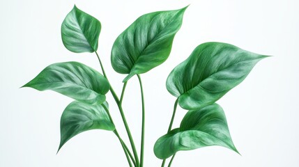 Obraz premium Lush green monstera leaves with elegant veins on a light background
