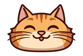 Ginger cat face emoji icon, cat smiles cheerfully