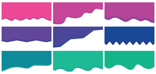 Obraz premium Web Dividers Shape Templates. Web Curve Wave Lines, Abstract Design Element for Top, Bottom Page of Web Site. Divider Header, Separator for App, Banners or Posters and website