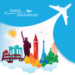Travel and tourism concept, travel post card, vector file