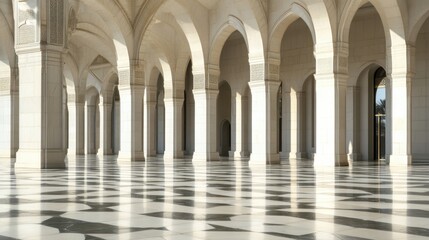 Majestic Interior of Mosque with Impressive Arched Architecture