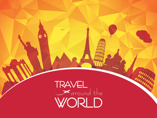 Travel and tourism background, travel post card, vector file