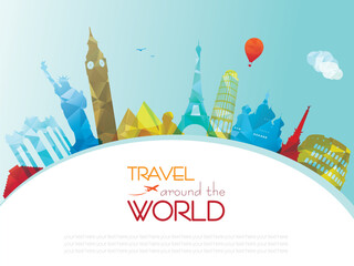 Travel and tourism background, travel post card, vector file