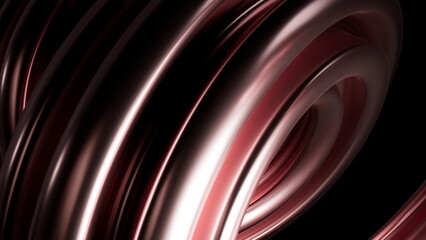Abstract metal spirals, 3D render, smooth reflective surfaces, dark background