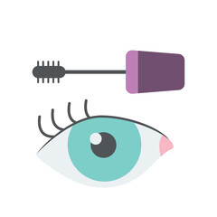 Flat Vector Illustration of an Eye with Mascara Brush in Minimalist Beauty Style