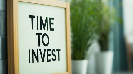 Lightbox with the message TIME TO INVEST stands against a vibrant green background, symbolizing financial growth and opportunity