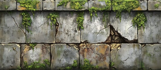 Aged stone wall with moss