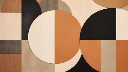 Abstract geometric design featuring circles and shapes in warm tones.